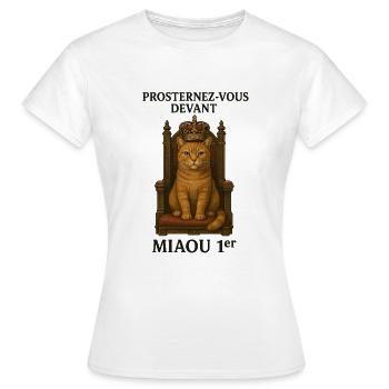 Chat Royal sur son Trône - T-shirt Femme - blanc - Devant - AI Model Female 172 dark (172cm)