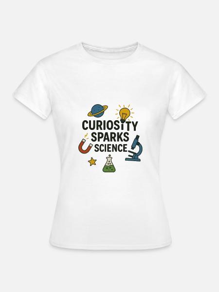 Neugier entfacht die Wissenschaft - Frauen T-Shirt - Weiß