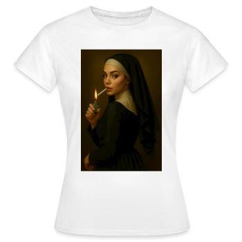 Nonne avec briquet - T-shirt Femme - blanc - Devant - AI Model Female 172 dark (172cm)