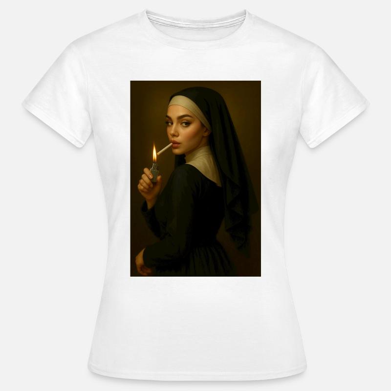 Nun with lighter - Women's T-Shirt - white