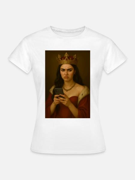 Königliche Frustration am Smartphone - Frauen T-Shirt - Weiß