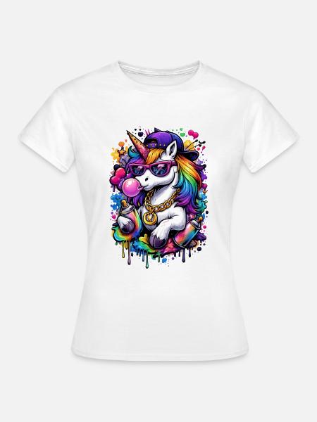 Pop Art Unicorn - Frauen T-Shirt - Weiß