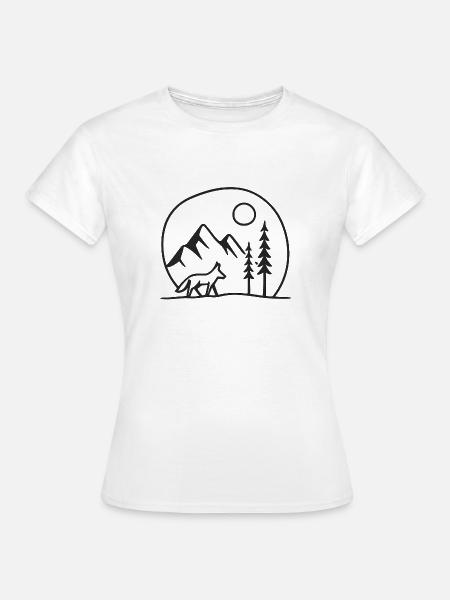 Waldwolf Mondlandschaft Fans Geschenkkarte freunde - Frauen T-Shirt - Weiß