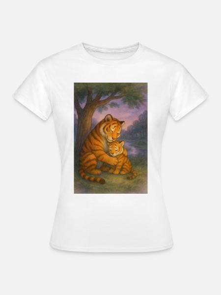 Tigerliebe im Abendlicht - Frauen T-Shirt - Weiß
