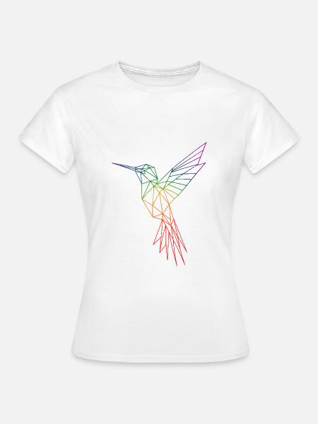 Regenbogen-Origami-Kolibri - Frauen T-Shirt - Weiß
