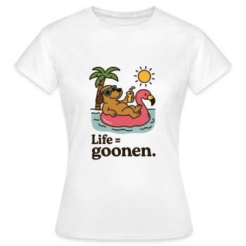 Sonnenbad Hund auf Flamingo-Float - Frauen T-Shirt - Weiß - Vorne - AI Model Female 172 dark (172cm)