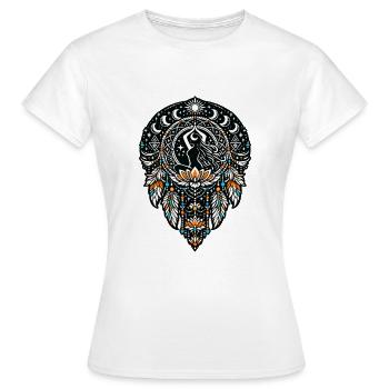 Mondtanz Mandala mit Lotusfeder - Frauen T-Shirt - Weiß - Vorne - AI Model Female 172 dark (172cm)