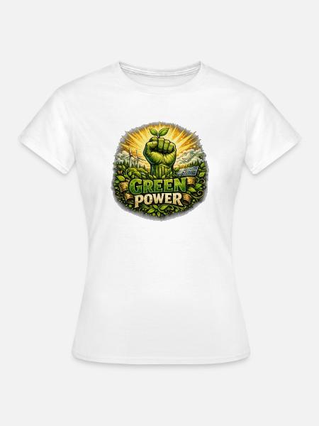 Grüne Kraft: Umweltfokus Fäuste - Frauen T-Shirt - Weiß