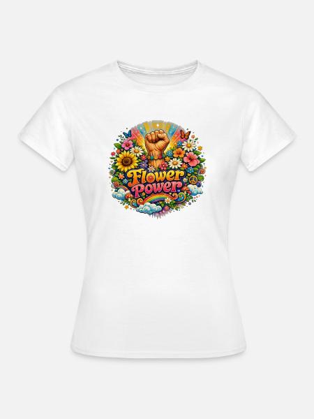 Flower Power Fist Blumenreigen - Frauen T-Shirt - Weiß