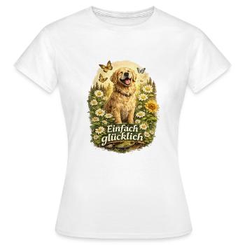 Einfach Glücklich Golden Retriever Blumenwiese - Frauen T-Shirt - Weiß - Vorne - AI Model Female 172 dark (172cm)