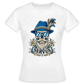 Bayern Bayrische Flagge Edelweiss Servus - Frauen T-Shirt - Weiß - Vorne - AI Model Female 172 dark (172cm)