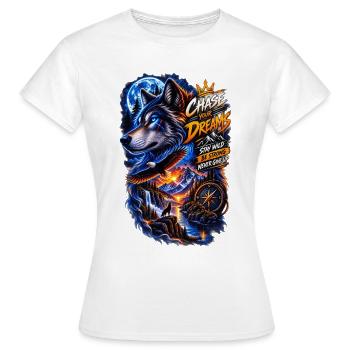 Chase Your Dreams Wolf Wilderness - Women's T-Shirt - white - Front - AI Model Female 172 dark (172cm)