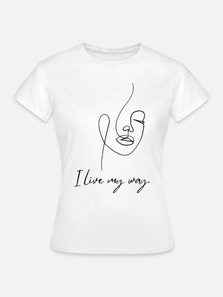 Frauengesicht – Minimalistische Linienkunst - Frauen T-Shirt - Weiß