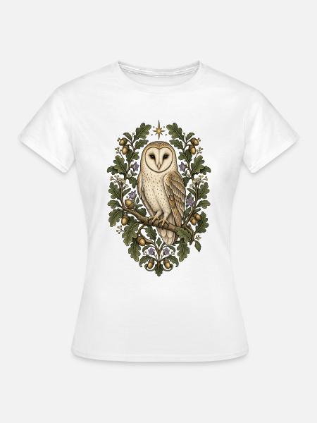 Waldwächter: Botanische Eule - Frauen T-Shirt - Weiß