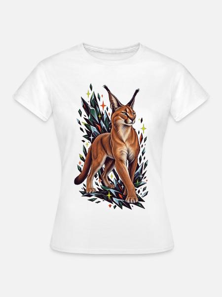 Karakal mit kristallinen Mitternachtsfunken - Frauen T-Shirt - Weiß