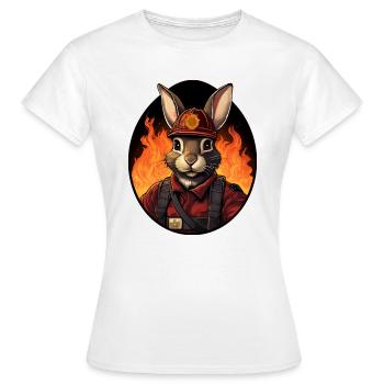 Feuerwehrfrau Hase - Frauen T-Shirt - Weiß - Vorne - AI Model Female 172 dark (172cm)