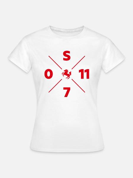 STUTTGART 0711 KREUZ WAPPEN TSHIRT ROT - Frauen T-Shirt - Weiß