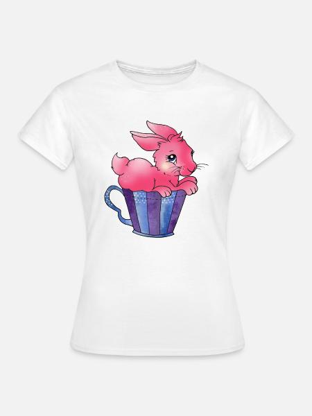Spreadshirt Lapin de Pâques en cup2 - T-shirt Femme - blanc