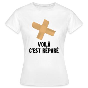 voilà c'est réparé - T-shirt Femme - blanc - Devant - AI Model Female 172 dark (172cm)