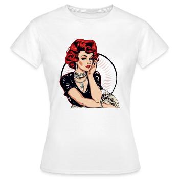 Pin up from the 60s - Women's T-Shirt - white - Front - AI Model Female 172 dark (172cm)