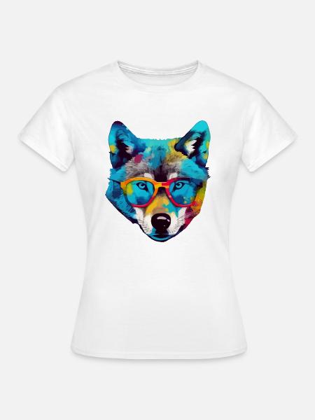 Bil der Brillenwolf - Frauen T-Shirt - Weiß