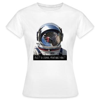 Astronaute rencontre avec un dindon - T-shirt Femme - blanc - Devant - AI Model Female 172 dark (172cm)