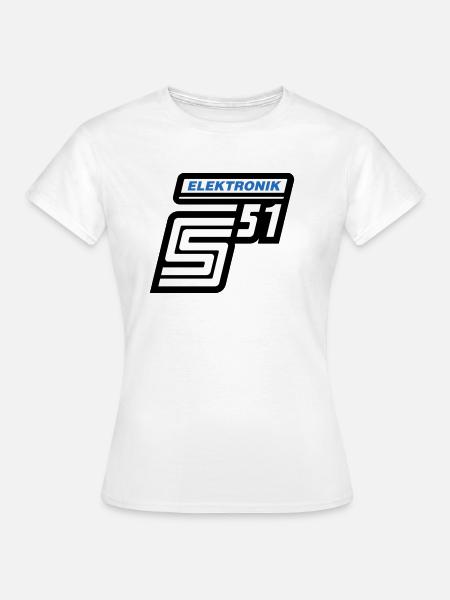 Simson S51 Elektronik Emblem (Farben änderbar) - Frauen T-Shirt - Weiß