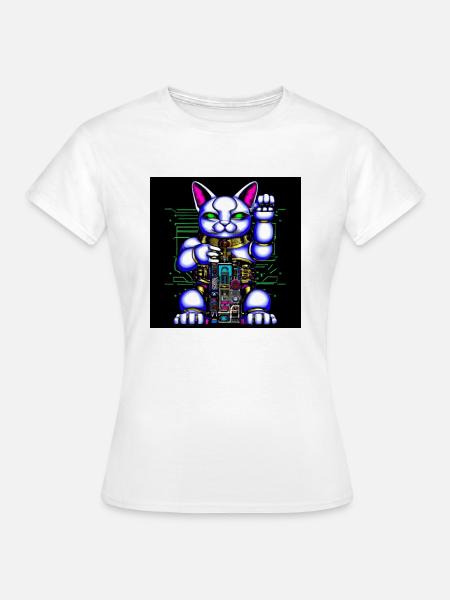 Cyborg Cat - Frauen T-Shirt - Weiß