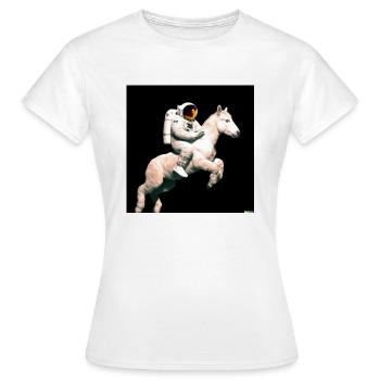 Foto eines Astronauten auf einem Pferd - Frauen T-Shirt - Weiß - Vorne - AI Model Female 172 dark (172cm)