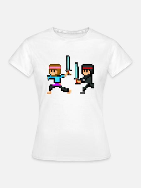 PixelArt Ninja fight - Frauen T-Shirt - Weiß