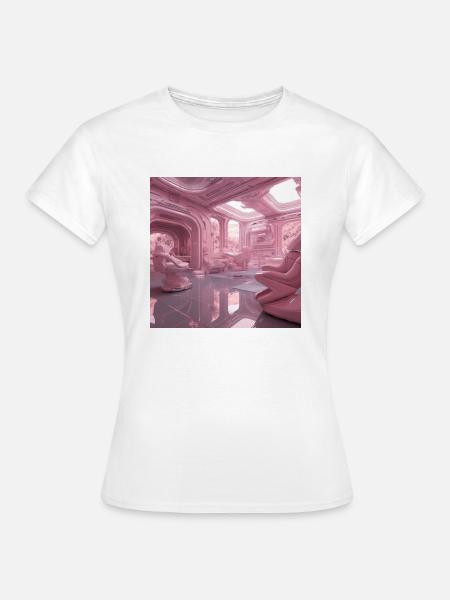 Pinker Raumschiff - Frauen T-Shirt - Weiß
