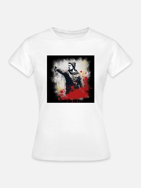 Banksy-inspiriertes Design - Frauen T-Shirt - Weiß