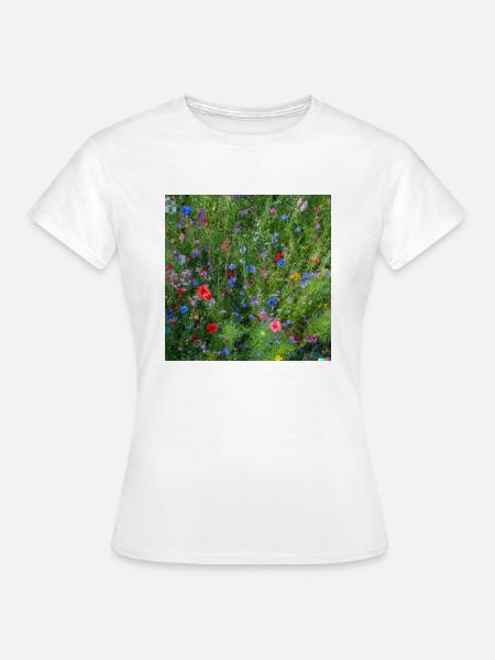 Üppige Blumenwiese - Frauen T-Shirt - Weiß