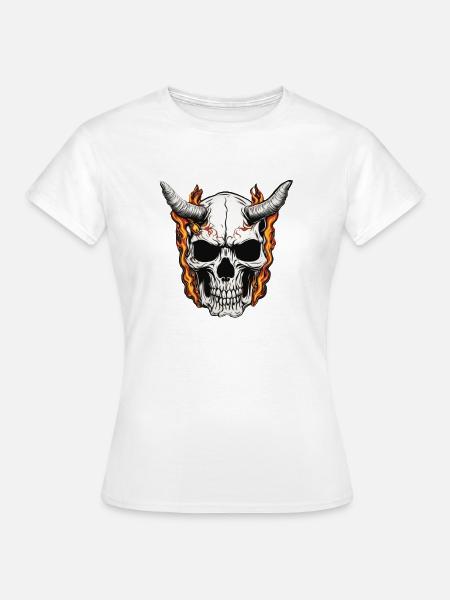 Gehörnter Schädel | Sommer-Effekte - Frauen T-Shirt - Weiß