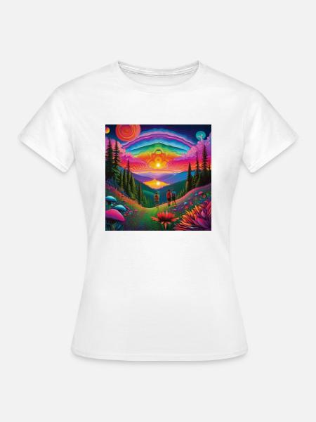 psychedelisches trippy Traumwelt-Design - Frauen T-Shirt - Weiß