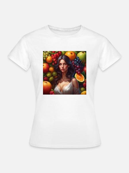 Frau mit Obst - Frauen T-Shirt - Weiß