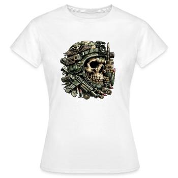 Vigilance de l’aigle : crâne tactique - T-shirt Femme - blanc - Devant - AI Model Female 172 dark (172cm)