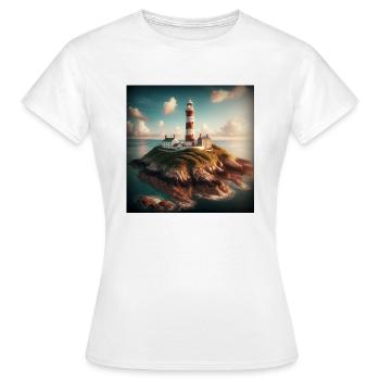 Un phare sur une île isolée - T-shirt Femme - blanc - Devant - AI Model Female 172 dark (172cm)