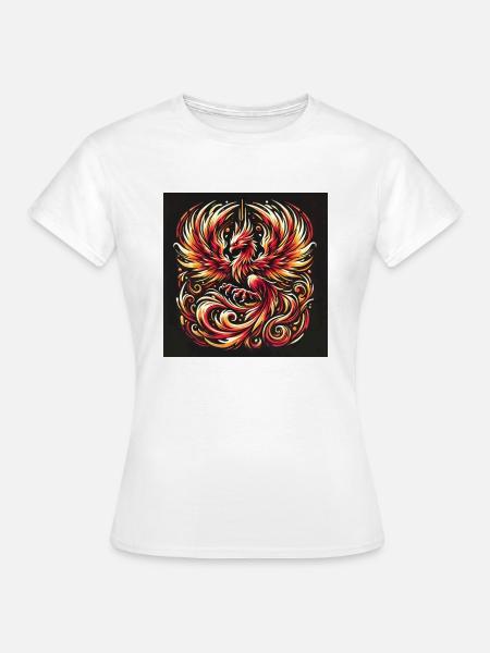 "Feuriger Phönix" - Frauen T-Shirt - Weiß