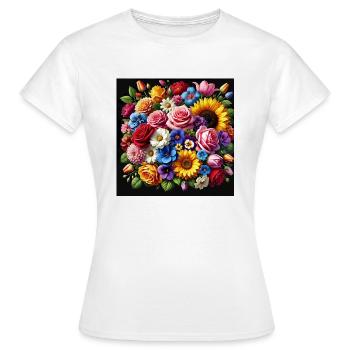 Colourful flowers - Women's T-Shirt - white - Front - AI Model Female 172 dark (172cm)