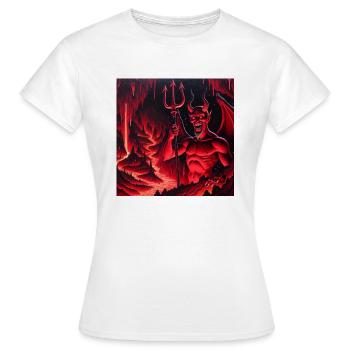 Teufel mit Dreizack - Frauen T-Shirt - Weiß - Vorne - AI Model Female 172 dark (172cm)
