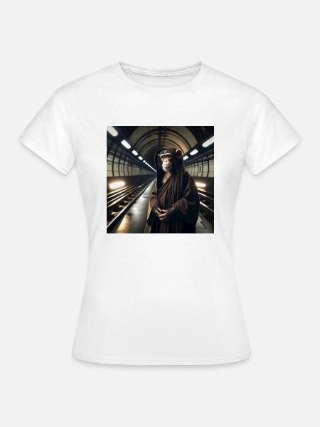 Schimpanse Mönch U-Bahn - Frauen T-Shirt - Weiß