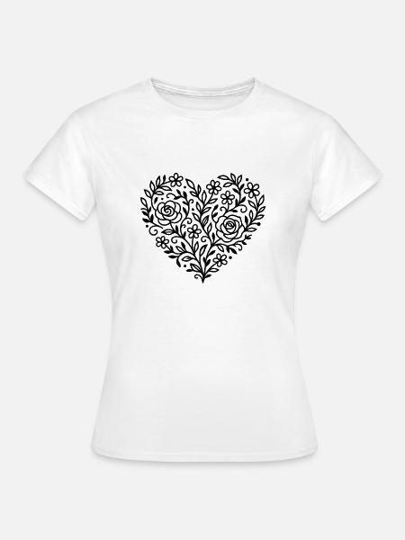 Floral Herz - Frauen T-Shirt - Weiß