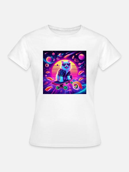 Cyberpunk Cat - Frauen T-Shirt - Weiß