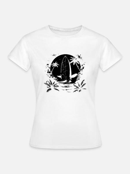 Surfen Zeichnung - Frauen T-Shirt - Weiß