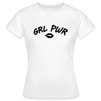 GRL Power mit Kussmund als T-Shirt - Frauen T-Shirt - Weiß - Vorne - AI Model Female 172 dark (172cm)