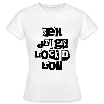 Sex, Drugs and Rock'n'Roll - Women's T-Shirt - white - Front - AI Model Female 172 dark (172cm)