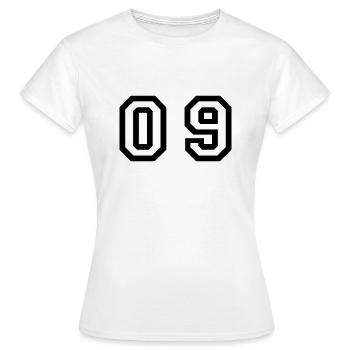 number - 09 - zero nine - Women's T-Shirt - white - Front - AI Model Female 172 dark (172cm)