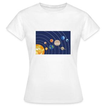 Sonnensystem Sonne Planeten Umlaufbahnen - Frauen T-Shirt - Weiß - Vorne - AI Model Female 172 dark (172cm)
