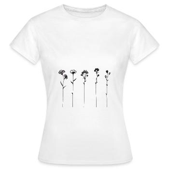 Zarte Blumenstriche - Frauen T-Shirt - Weiß - Vorne - AI Model Female 172 dark (172cm)